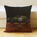 GobekUsa Cartoon Dog Car Drive Pillow Cover 45x45cm Linen Sofa Home Decor