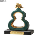 GobekUsa Gold Gourd Ceramic Sculpture Desk Decor Porcelain Crafts Room Ornaments