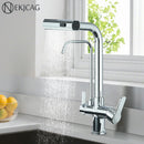 GobekUsa 3-Mode Waterfall Kitchen Faucet with 360° Rotation and Pull Out Spray