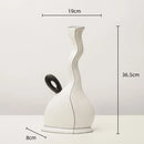 GobekUsa Geometric Black Lines Resin Vase - Handcrafted Floral Home Decor