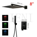 GobekUsa Black Bathroom Shower Faucet Set with Ceiling Mount LED Shower Head Mixer Tap