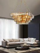 GobekUsa Gold Glass Chandelier Luxe Living Room Lighting Fixture Luxurious Hanging Lamp
