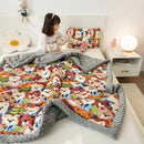 GobekUsa Cotton Floral Double Quilt | Retro Soothe Doudou Bedding Blanket