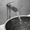 GobekUsa Grey Waterfall Brass Basin Faucet - Hot Cold Mixer Tap for Bathroom Sink