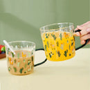 GobekUsa Cactus Glass Tea Milk Cups With Scale - Coffee Mug Tumbler Water Cups