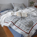 GobekUsa Korean Seersucker Lace Ruffles Bedding Set for Girls