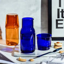 GobekUsa Glass Teacup Set & Pitcher Combo - Heat-Resistant Juice Cup Drinkware in Blue