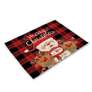 GobekUsa Christmas Linen Dining Table Mats - Festive Home Decor with Santa Claus Print