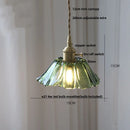GobekUsa LED Pendant Lamp with Adjustable Wire, Copper Socket, Walnut Wood, Green Glass