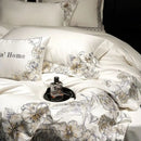 GobekUsa Luxe Embroidered Cotton Bedding Set: Duvet Cover, Pillowcases, Flat Sheet