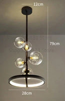GobekUsa Glass Ball LED Chandelier: Modern Long Pendant Lighting for Living Room and Shop