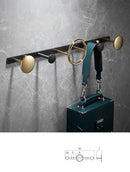 GobekUsa Gold & Black Bathroom Hardware Set: Shelf, Towel Rack, Paper Holder, Brush Holder