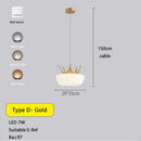 GobekUsa Gold Crown Pendant Light: Luxe Cloud Hanging Lamp for Children's Bedroom and Living Room