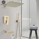 GobekUsa Brushed Gold Shower Faucet Set 2/3 Way Rainfall Bathtub Mixer Wall Mounted Box