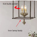 GobekUsa American Iron E14 Chandelier Light for Porch Restaurant Kitchen Bedroom Personality