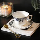 GobekUsa Grey Blue Rose Ceramic Cup & Saucer Set, Classical Mugs for Dining Table and Coffee Mug
