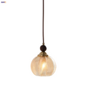 GobekUsa Amber Glass LED Pendant Light - Modern Nordic Design with Iron Base