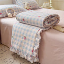 GobekUsa Korean Cotton Patchwork Quilt with Lace and Ruffle for Summer