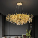 GobekUsa Golden Dendrite Crystal LED Ceiling Chandelier - Luxe Living Room Lighting