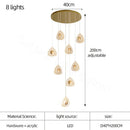 GobekUsa Golden Acrylic LED Chandeliers for Living Room, Large & Creative Design Villa Lighting