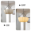 Japanese Fabric Flower Pendant Light With Iron Chain