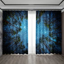 GobekUsa Dark Blue Forest & City Night View Modern Printed Curtains
