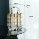 GobekUsa Clear Glass Vase Terrarium Handbag for Living Room Decoration