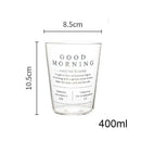 GobekUsa Glass Breakfast Cup Gold Letter Print for Coffee Milk Juice Tea Home Office