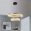 GobekUsa Golden Crystal Chandelier Luxury Round Pendant Lamparas Art Decor Fixture