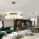 GobekUsa Gold Crystal Chandelier Dimmable Luxury Pendant Lights for Bedroom & Living Room