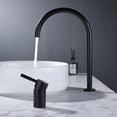 GobekUsa Black Basin Faucet: Brushed Gold Two-Hole Bathroom Sink Tap with Rotating Spout