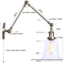 GobekUsa Industrial Adjustable LED Wall Sconce with Clear Glass Shade