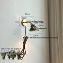 GobekUsa Green Glass LED Wall Sconce, Modern Nordic Rotate Copper Stair Light