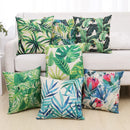 GobekUsa Green Plant Leaves Flower Linen Cushion Cover - Modern Sofa Throw Pillow Cover
