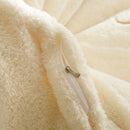 GobekUsa Berber Fleece Star Bear Embroidery Bedding Set - Cream White, Winter Home Textiles