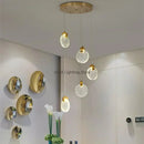 GobekUsa Bubble Crystal Ceiling Pendant Light, LED Villa Staircase Hanging Lamps