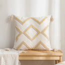 GobekUsa Geometric Tufted Cotton Canvas Embroidered Pillow Covers for Home Decor