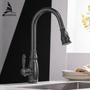 GobekUsa Gold Kitchen Sink Mixer Faucet with Pull Out Spray Head Rotation - WF-4118