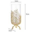 GobekUsa Coral Crystal Tree Glass Vase Metal Frame Resin Ocean Figurines, Home Decor