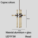 GobekUsa Glass Tube Chandelier: Modern LED Pendant Lamp for Living Room, Bedroom, Cafe, and Dining Room.