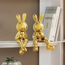 GobekUsa Electroplated Rabbit Sculpture Set, Home Office Decor, Living Room Animal Statue