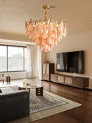GobekUsa Gold Chrome Dimmable Amber Glass Petal Chandelier – French Design Luxury Hanglamp
