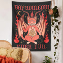 GobekUsa Cat Baphomeow Tapestry: Boho Witchcraft Moon Star Decor for Home & Dorm Room