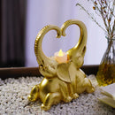 GobekUsa Elephant Couple Resin Candlestick Figurines Decor