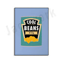 GobekUsa Blue Cool Beans Pesto Pasta Food Art Poster Soy Pun