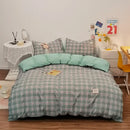 GobekUsa Japanese Grid Print Bedding Set for All Seasons, Queen/King Size Quilt Cover