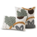 GobekUsa Leaf Embroidered Boho Tufted Cotton Canvas Cushion Cover for Sofa Living Room