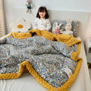 GobekUsa Cotton Floral Double Quilt | Retro Soothe Doudou Bedding Blanket