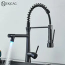 GobekUsa Dual Nozzle Gourmet Kitchen Faucet | Pull-Down, 360° Rotation, Chrome Mixer