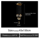 GobekUsa Diamond Crystal Chandelier Staircase LED Large Living Room Hall Lighting